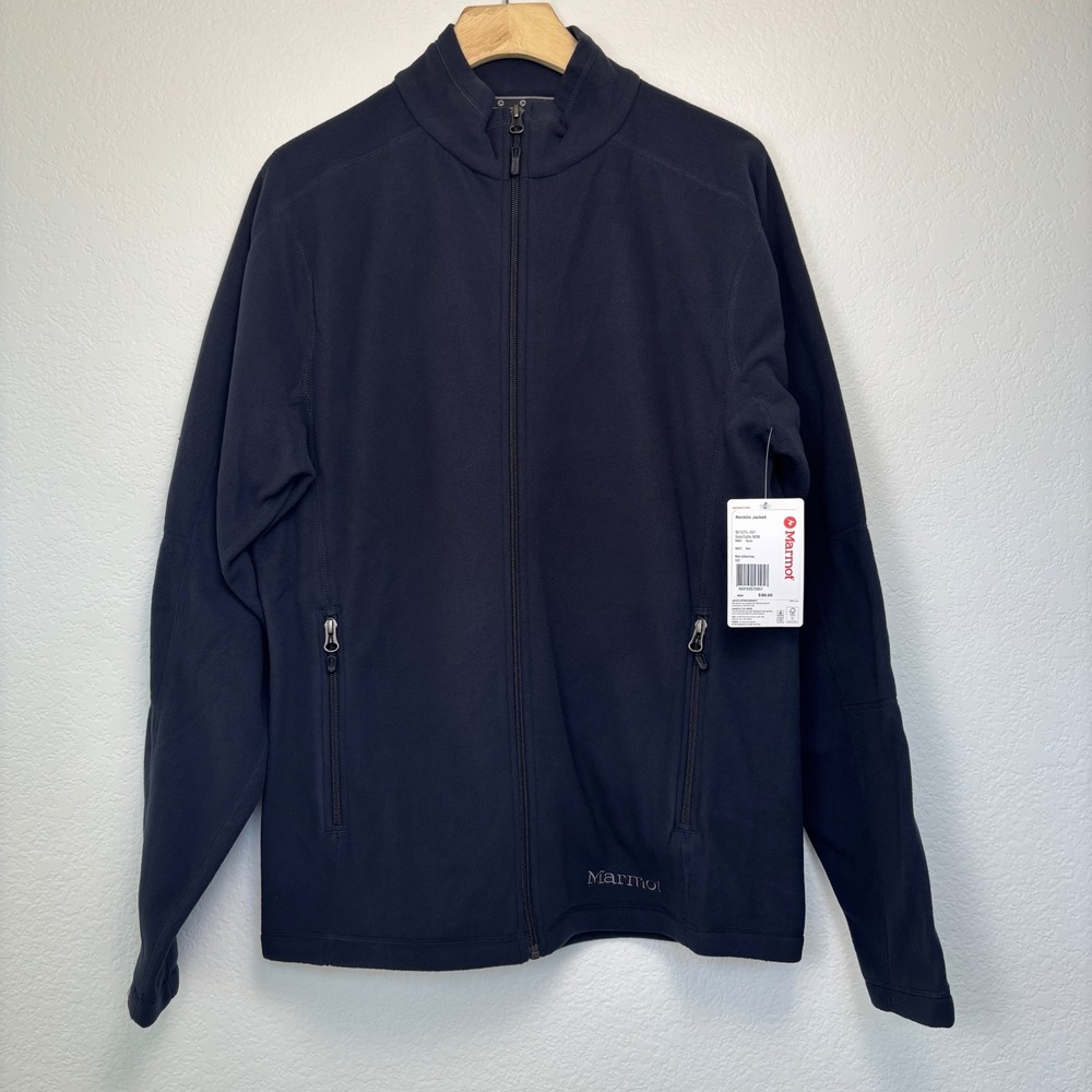 Marmot Rocklin Full Zip Fleece Jacket Mens Medium Black 901075 NWT - Picture 2 of 16